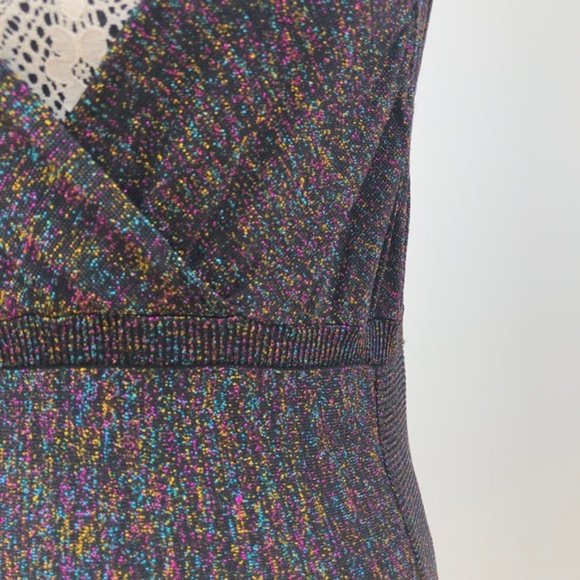 H&M Glitter Bodycon Dress Black/Rainbow Size M - Picture 3 of 7